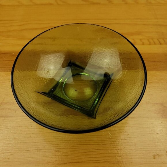 Vintage‎ MCM Hazel Atlas Avacado Green 6in Peppblestone Textured Bowl Footed - Picture 2 of 7